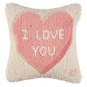Chandler 4 Corners I Love You Heart Throw Pillow Cover Hooked Wool Laura Megroz